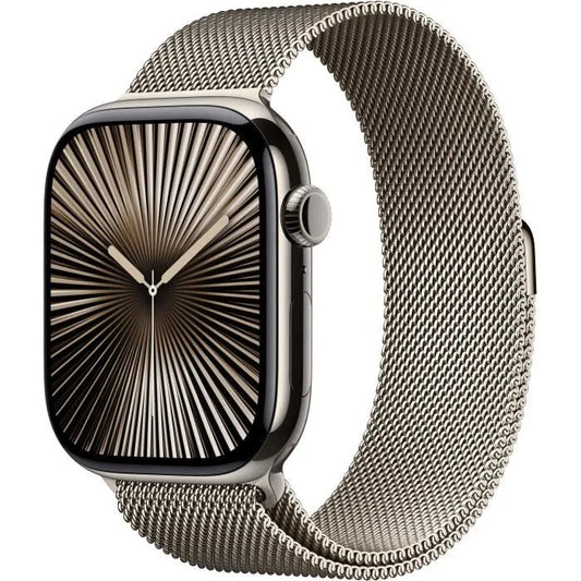 Apple Watch Series 10 – Titane Naturel 46 mm | GPS + Cellular avec Bracelet Milanese Loop – Taille S/M