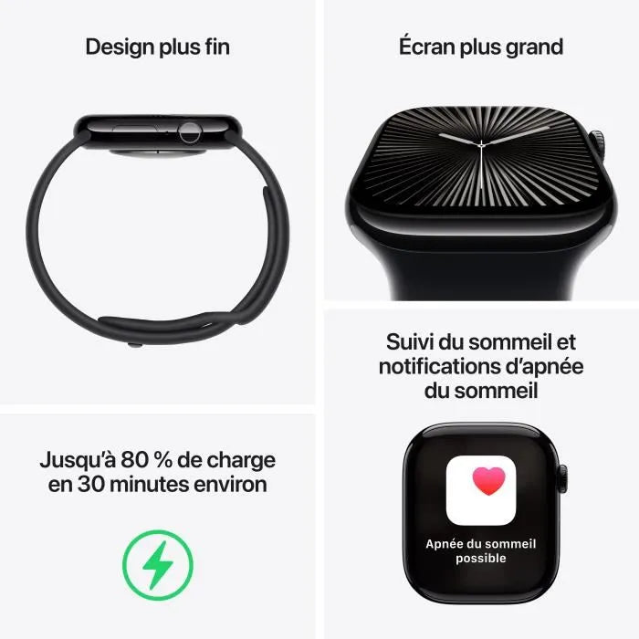 Apple Watch Series 10 GPS + Cellular 46mm – Boîtier Titane Doré – Bracelet Milanese Loop Or S/M