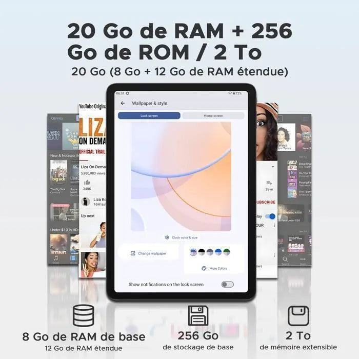 Tablette Tactile 12" FHD+ avec Carte SIM, Android 15