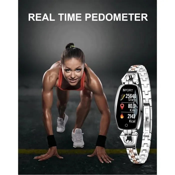 Montre Connectée Femme – Smartwatch Sportive avec Moniteur Cardiaque, Compatible Android & iOS