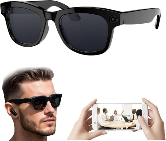 Lunettes Connectées IA avec Caméra HD 500MP, Haut-Parleurs Intégrés, Commande Vocale, Musique, Traduction Instantanée et Wi-Fi – Idéales pour Voyages, Appels et Loisirs
