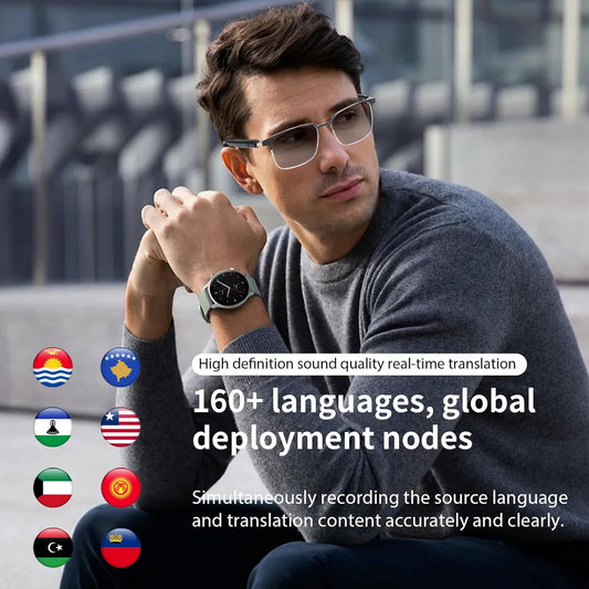 Lunettes Intelligentes IA avec Traduction Instantanée (110+ Langues) – Lunettes Connectées Bluetooth avec Lentilles Polarisées Photochromiques, Interprétation Simultanée et Appels Mains Libres