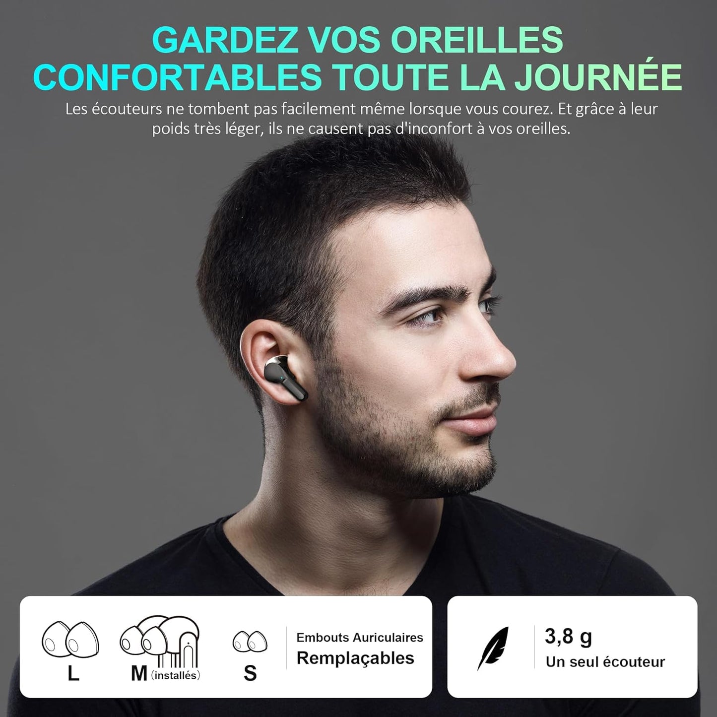Écouteurs Bluetooth 5.3 Sans Fil – Son Hi-Fi Stéréo, Réduction de Bruit CVC, 35h d’Autonomie, USB-C – Compatibles iOS, Galaxy, Xiaomi, Oppo et Android