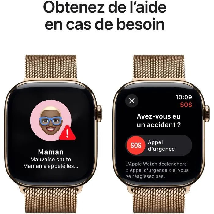 Apple Watch Series 10 GPS + Cellular 46mm – Boîtier Titane Doré – Bracelet Milanese Loop Or S/M