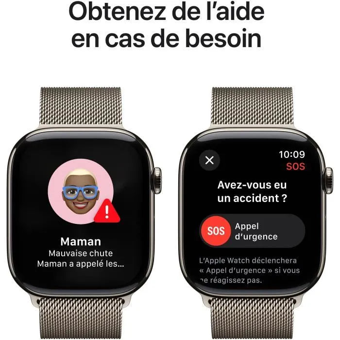 Apple Watch Series 10 – Titane Naturel 46 mm | GPS + Cellular avec Bracelet Milanese Loop – Taille S/M