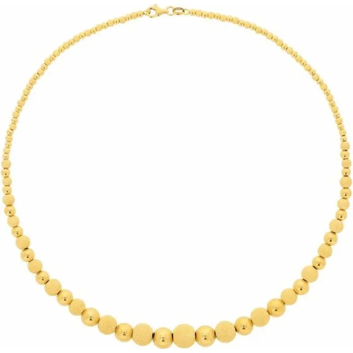 Collier Chute Maille Boule, Finitions Sablées et Brillantes – Or 18 Carats