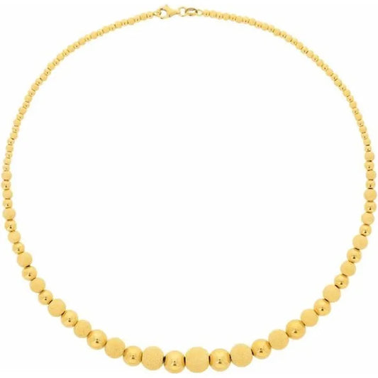 Collier Chute Maille Boule, Finitions Sablées et Brillantes – Or 18 Carats