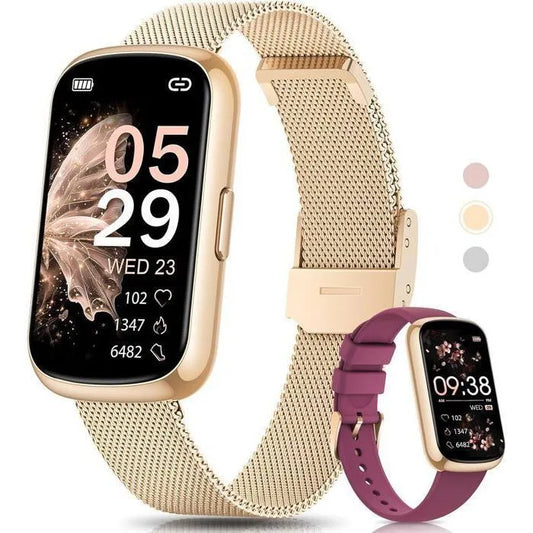Montre Connectée Élégante Femme 1,47" – Or Rose, +21 Modes Sport, Suivi Sommeil & Santé, Podomètre, Étanche