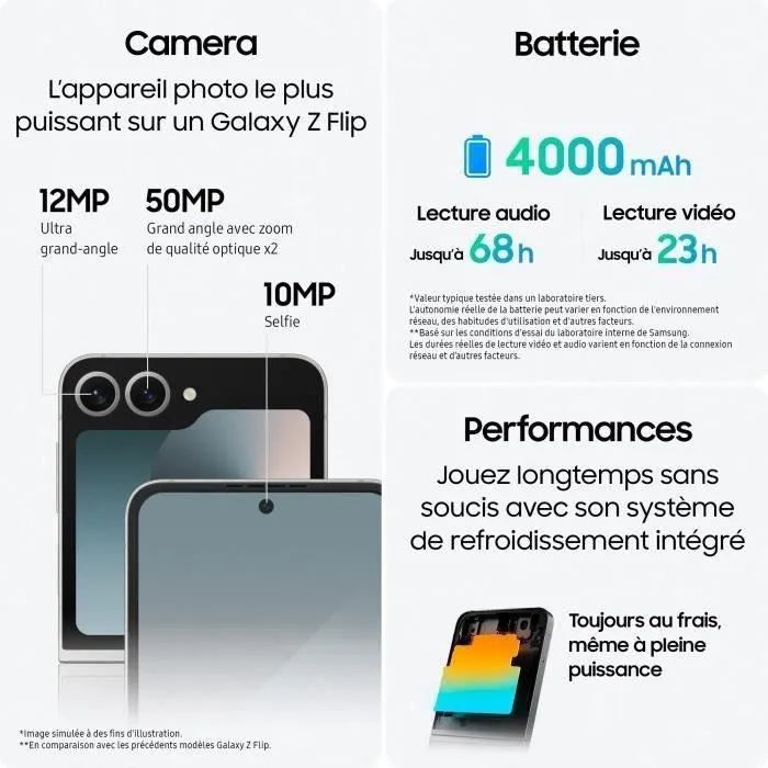 Samsung Galaxy Z Flip6 - Smartphone Pliable 256 Go - Bleu Élégant